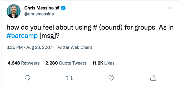 Screenshot of Chris Messina's original tweet 
