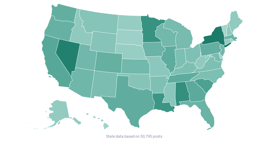 Geographic analysis of those posting about Taylor Swift
